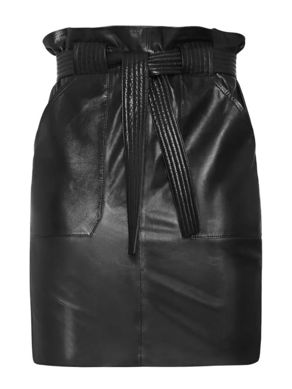 Anine Bing Laurie Paperbag Tie Waist Skirt Black X S